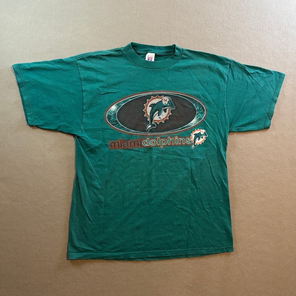 VTG Logo 7 Miami Dolphins T Shirt Mens XL Green NFL Football Graphic Tee 90s